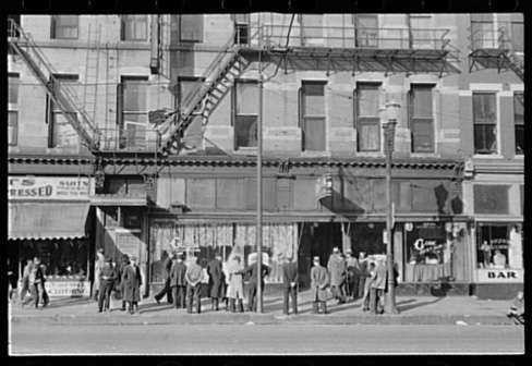 John Vachon, Lower Douglas Street, Where Unemployed Hang Out, Omaha, Nebraska. November 1938