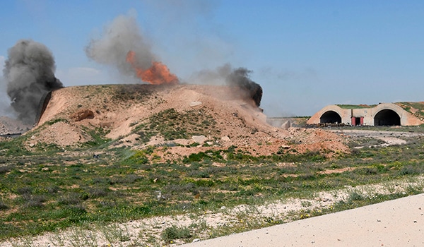 | Aftermath of the US missile attack on a Syrian military airbase © Mikhail Voskresenskiy Sputnik | MR Online