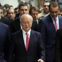 Federica Mogherini, Mohammad Javad Zarif, Yukiya Amano