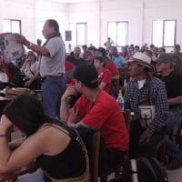 Participants of the Second Latin American Encounter of Anti Imperialist Communicators, gathered in Vallegrande, Bolivia. (Photo credit: Resumen Latinoamericano)