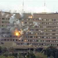 A10 firing depleted uranium at Iraq's Ministry of Planning on April 4, 2003