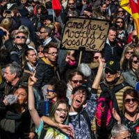 Protest on 22 March in Marseille - bringing together CGT union strikers, students, civil service workers and others against cuts and neoliberal measures in public services. Photo: Twitter/@cgttuifrance.