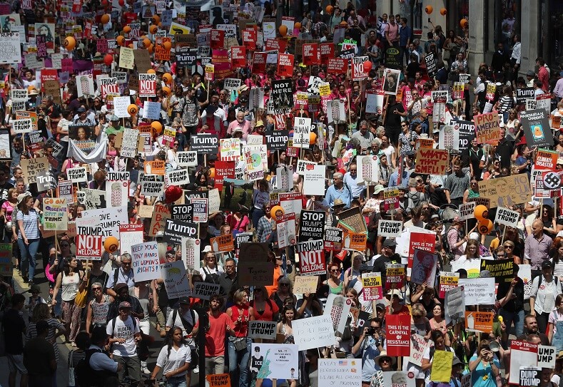 | In London 250000 people marched from the BBCs headquarters to Trafalgar Square where many political leaders denounced Trump as a disaster for the international community Photo Reuters | MR Online