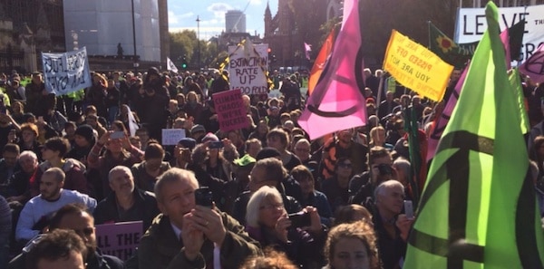 | Protesters gather for an Extinction Rebellion demonstration in central London today Photo Tracee Williams | MR Online