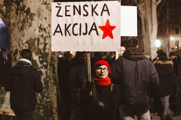 | Ankica Čakardić holding a banner Womens action photo by Ivan Maričić private collection | MR Online