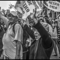 In the main square (zocalo) these people came to cheer the inauguration of Andres Manuel López Obrador, part of a crowd estimated at over a million.