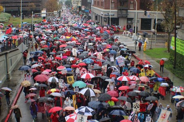 | Teachers marching in downtown Los Angeles | MR Online