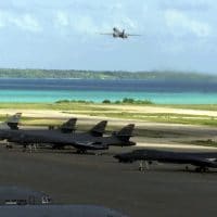 B-1 bomber accelerates for take off during Operation Enduring Freedom in 2001