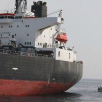 The Al Marzoqah oil tanker on Monday, a day after it was attacked outside the Fujairah port in the United Arab Emirates. (Photo- EPA-EFE)