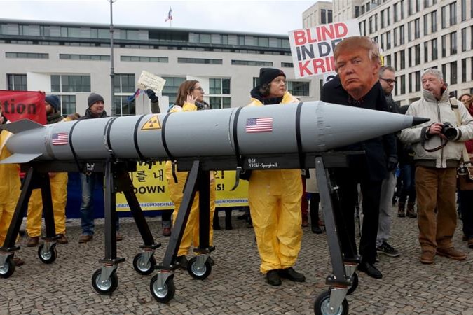 | Activist with a mask of Donald Trump in a demonstration against nuclear weapons | MR Online