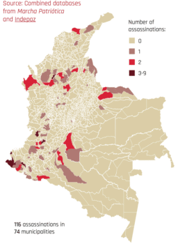 | The number of those assassinated in November 2019 continues to rise By 1 October 155 deaths had been registered concentrated in the same areas shown in this map | MR Online