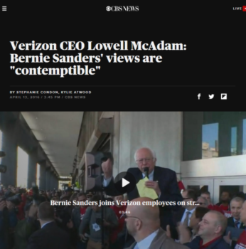 | Big companies are an easy target for candidates looking for convenient villains for the economic distress felt by many of our citizens declared Verizons CEO in a blog post that was reported as news by many media outlets owned by big companies CBS News 41316 | MR Online