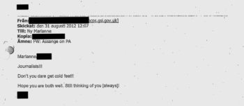 | Dont you dare get cold feet Mail from the English law enforcement agency CPS to the Swedish Chief Prosecutor Marianne Ny This Document was obtained by the Italian investigative journalist Stefania Maurizi in a five year long FOIA litigation which is still ongoing | MR Online