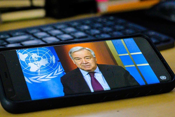 | Secretary General Holds Virtual Press Briefing on Coronavirus Outbreak Secretary General António Guterres holds a virtual press briefing on the ongoing global Coronavirus COVID 19 outbreak 19 March 2020 United Nations New York Photo 840776 | MR Online