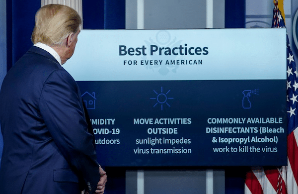 | President Donald Trump participates in the daily briefing of the coronavirus task force at the White House on April 23 2020 in Washington DC Photo by Drew AngererGetty Images | MR Online