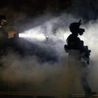 Portland police take control of the streets in Portland, Oregon on September 5, 2020. Photo: Paula Bronstein/AP