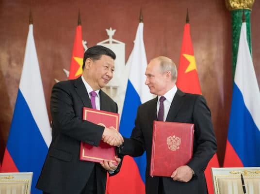 | Russian President Vladimir Putin R and Chinese President Xi Jinping R signed the statements on the comprehensive strategic partnership of coordination for a new era and on strengthening contemporary global strategic stability Moscow June 5 2019 | MR Online