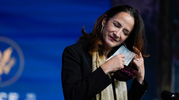 | President elect Joe Bidens Director of National Intelligence nominee Avril Haines removes her face mask to speak at The Queen theater Tuesday Nov 24 2020 in Wilmington Del AP PhotoCarolyn Kaster | MR Online