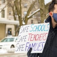 A solidarity demonstration supporting the teachers’ demand held on February 3. Photo: CTU/Twitter