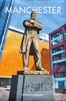 | A statue of Engels in Manchester salvaged by artist Phil Collins depicted on a tea towel | MR Online