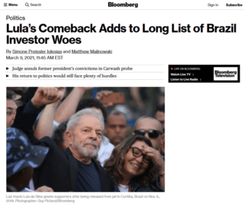 | To Bloomberg 3921 the prospect of a democratic election in Brazil is just one more investor woe | MR Online