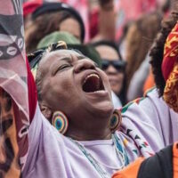 Activists at the National Black Women’s March Against Racism, Violence and for Well Being in Brazil.