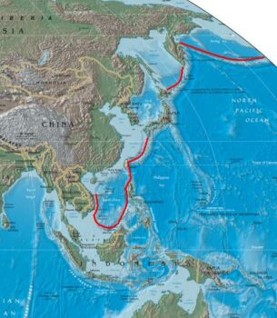 | Red line denoting the Pentagons first island chain Wikimedia Commons | MR Online