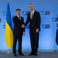 Ukraine’s President Volodymyr Zelensky with NATO Secretary General Jens Stoltenberg. Photo: Twitter/Zelensky