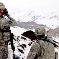 U.S. troops in 2011 conveying the Salang Pass during the war in Afghanistan, the route used by Soviet forces during the invasion 32 years before. (U.S. Armed Forces, Michael Vanpool, Wikimedia Commons)