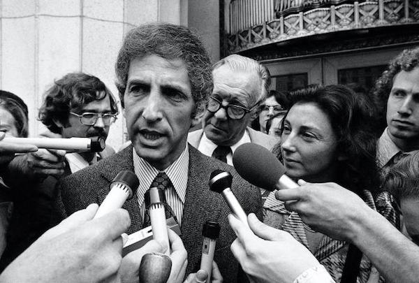 | Daniel Ellsberg co defendant in the Pentagon Papers case talks to the media outside the Federal Building in Los Angeles on April 28 1973 Source nbcnewscom | MR Online