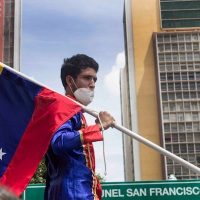 Protester at a rally calling for jailed workers to be released, in Caracas on June 22. Photo: Surgentes/FB