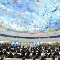 THE HUMAN RIGHTS AND ALLIANCE OF CIVILIZATIONS ROOM IN THE UNITED NATIONS OFFICE IN GENEVA, SWITZERLAND WHERE THE HUMAN RIGHTS COUNCIL FREQUENTLY MEETS. (PHOTO: UN PHOTO/JEAN-MARC FERRÉ)