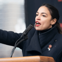 Congresswoman Alexandria Ocasio-Cortez speaks during Women's Unity Rally at Foley Square as hundreds of people attend. (lev radin / Shutterstock.com)