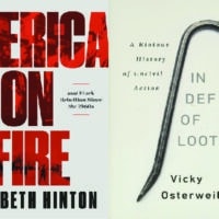 America On Fire: The Untold History of Police Violence and Black Rebellion Since the 1960s by Elizabeth Hinton Liveright, 2021. In Defense of Looting: A Riotous History of Uncivil Action by Vicky Osterweil Bold Type Books, 2020.