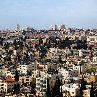 A view of Sheikh Jarrah neighborhood. In the background the city center of Jerusalem.