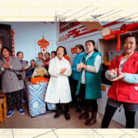 Women who migrated to the Wangjia community participate in local activities at the community centre in Tongren City, Guizhou Province