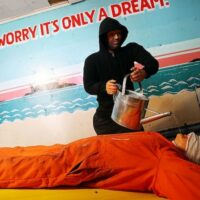 Artist Steve Powers' installation "Waterboard Thrill Ride" at the Coney Island arcade, August 14, 2008.