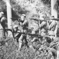 Circa 1915: American naval officers and marines from the USS Washington come ashore for the capture of Port-au-Prince in Haiti. (Photograph by Getty Images)