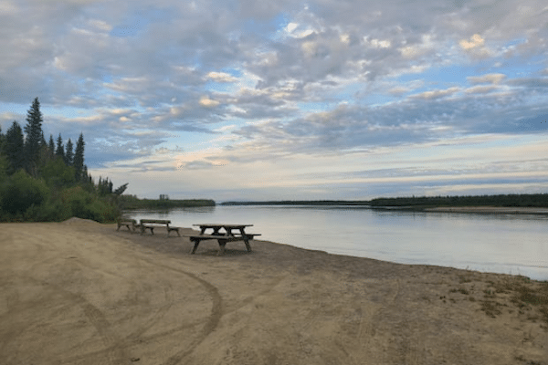 | An empty boat launch at Manley Hot Springs on the Tanana River a tributary of the Yukon River Usually this time of year the shore would be busy early and late every day with people loading and unloading gear fish and people and launching and pulling out boats 2021 Photo by Serena Fitka Yukon River Drainage Fisheries Association | MR Online