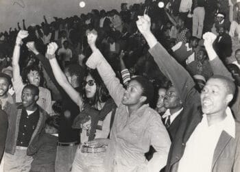 | Vino Reddy née Pillay in dark glasses during the Viva FRELIMO rally photograph taken outside of the Curries Fountain Stadium in Durban 25 September 1974 | MR Online