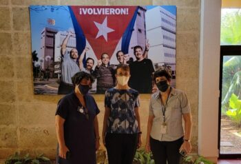 | L to R Dr Miladys Limonta Fernández COVID Vaccines Coordinator Gilda Lemus Master of Sciences head of the Analytic Clinic Laboratory both of the Center of Genetic Engineering and Biotechnology Gloria La Riva center Oct12 | MR Online