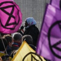 Climate activists protesting during the official final day of the Cop26 summit in Glasgow