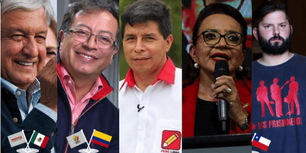 | New progressive leaders in Latin America From right to left Andres Manuel Lopez Obrador Gustavo Petro Pedro Castillo Xiomara Castro and Gabriel Boric | MR Online