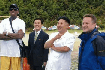 | Dennis Rodman Kim Jong Un and Michael Kovrig in DPRK with Kims English interpreter to Rodmans left Source nknewsorg | MR Online