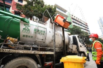 | Collecting food waste in Guiyang southwest China Even though food waste is typically disposed of in compostable plastic bags anything that looks like plastic is removed from the waste stream to avoid contamination meaning very few degradable bags make it to composting facilities Image Cynthia LeeAlamy | MR Online