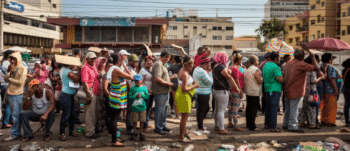 | People queue up outside of a bank to get cash Caracas November 2019 Sanctions and the ensuing liberalization of the economy triggered hyperinflation Getting cash for cash only payments such as transportation has become an ordeal for working class Venezuelans AP | MR Online