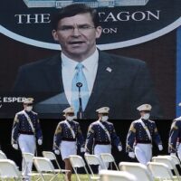 Defense Secretary Mark Esper speaks during military ceremonies, Saturday, June 13, 2020, in West Point, N.Y. John Minchillo | AP