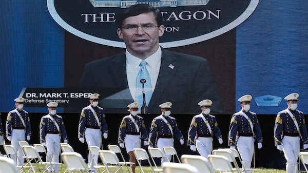 | Defense Secretary Mark Esper speaks during military ceremonies Saturday June 13 2020 in West Point NY John Minchillo | AP | MR Online