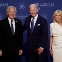 OAS Secretary General Luis Almagro being greeted by President Biden at the opening ceremony of the 9th Summit of the Americas, Los Angeles. Photo: Twitter/@VozdeAmerica.