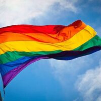 The rainbow flag waving in the wind at San Francisco's Castro District